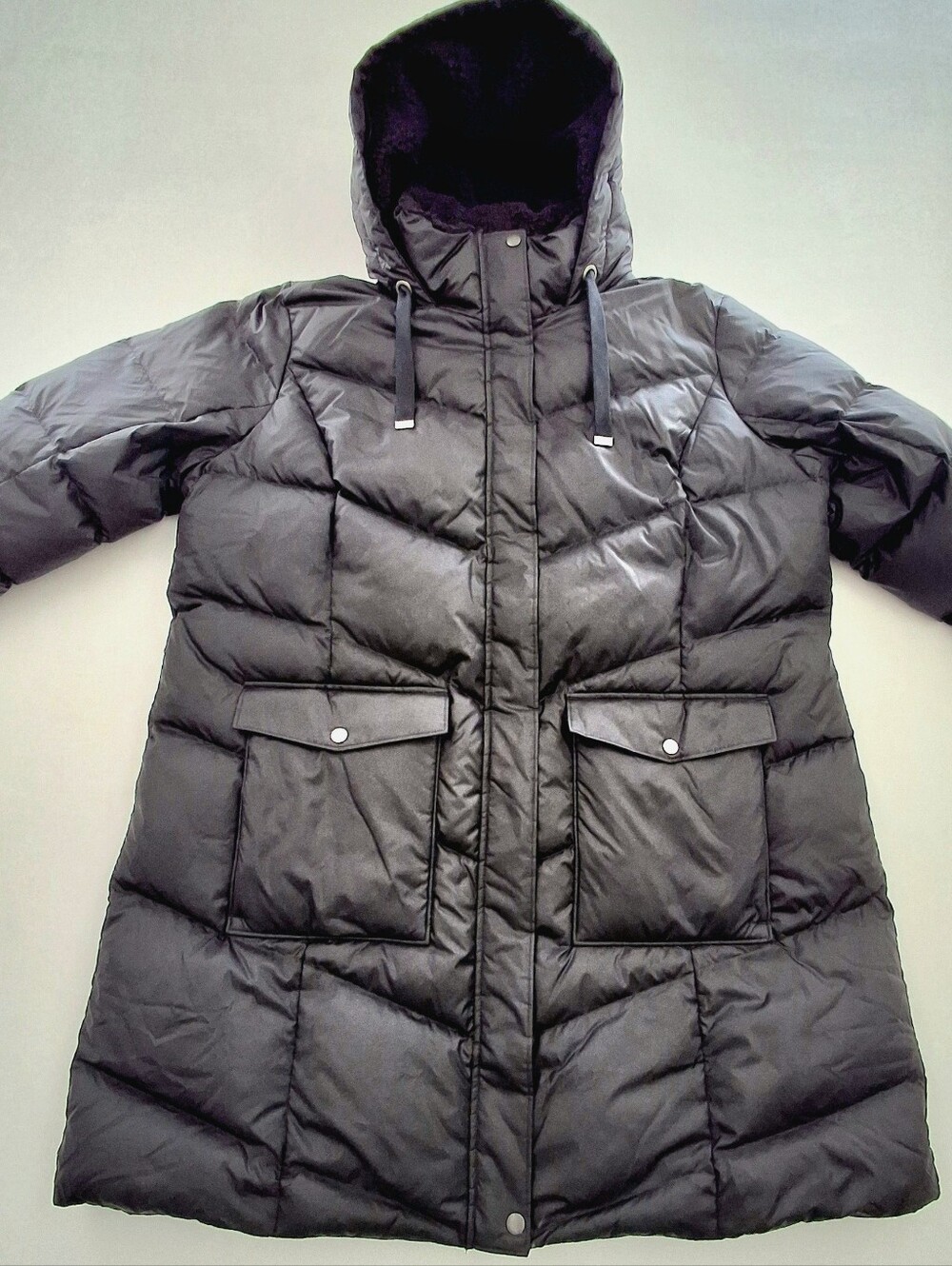 Eddie Bauer Women’s 3X Black Down Puffer Parka Faux Fur Hood Winter Coat